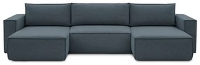 Тъмносин ъглов U-образен диван Nihad - Bobochic Paris