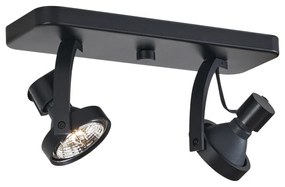 Дизайнерски таванен прожектор черен GU10 70mm 2-лампи регулируем - Vo