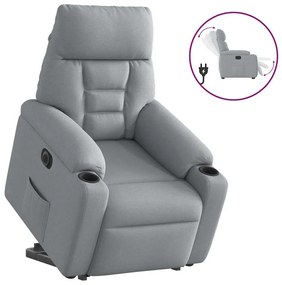 3303052 vidaXL Електрически изправящ реклайнер стол, светлосив, текстил
