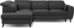 Тъмносив кадифен разтегателен ъглов диван с място за съхранение (ляв ъгъл L форма) Noble – ELTAP