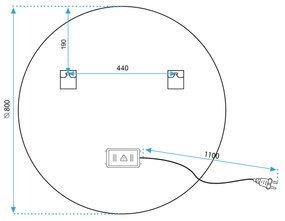 Огледало LED BLUETOOTH FFJ 80cm