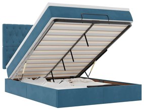 3314394 vidaXL Османска легло с матраци и LED, тъмносиньо, 140x190 см, кадифе