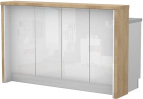 Островна кухненска пейка Raval-Length: 160 cm.-White glossy-Nebraska Oak