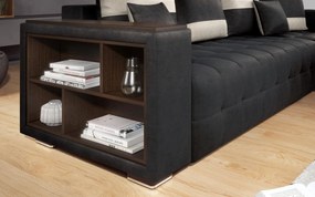 Разтегателен ъглов диван с подлакътник етажерка Мелвин