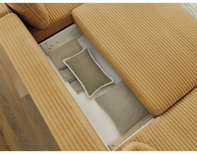 Разтегателен ъглов диван от рипсено кадифе в цвят горчица (ляв ъгъл/"U" форма) Lucien – Bobochic Paris