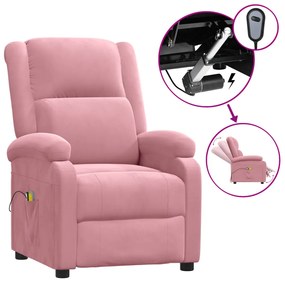 3098408 vidaXL Електрически масажен стол, розова, кадифе