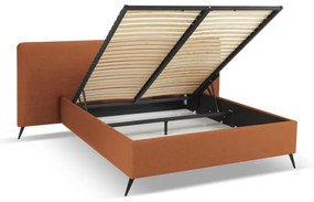 Тапицирано двойно легло в тухлен цвят с място за съхранение и решетка 180x200 cm Walter - Milo Casa