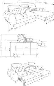 Ъглов диван Blanc-Тъмносив-Ляво