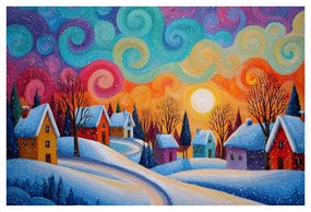 Картина на платно Коледна – Зимна магия на селцето