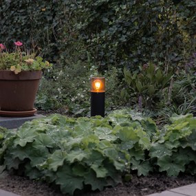 Стойка за външна лампа черна с опушен абажур 30 см IP44 - Odense