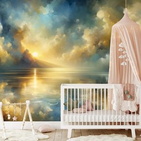 Тапет – Златно слънце над синята вода