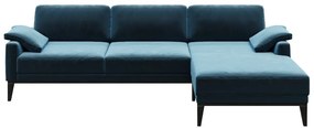 Ъглов диван от синьо кадифе , десен ъгъл Musso - MESONICA