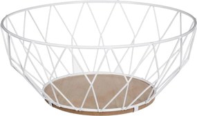 Купа за плодове 5five Daimond, Метал+MDF, 28х12 cm - Бял