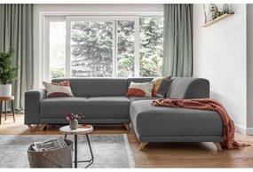 Сив разтегателен/с място за съхранение ъглов диван (десен ъгъл/L форма) Classy Sophie – Miuform