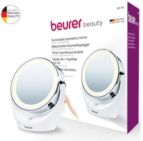 Козметично огледало Beurer BS 49, 11 см, LED светлина, Хромирано покритие, Въртящо, Бял