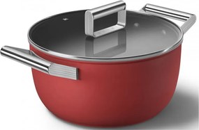 Тенджера SMEG CKFC2411RDM, 4.8 л, Ø24 см, Тефлоново покритие, До 250°C, Индукция, Червен