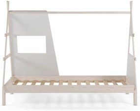 Кремаво къща детско легло 90x200 cm от масивен бор с включена подматрачна рамка Enola – Marckeric