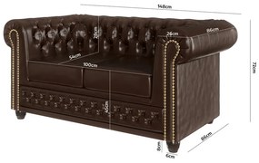 Тъмнокафяв разтегателен диван от изкуствена кожа 148 cm York - Ropez