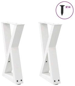 4012701 vidaXL Крака за масичка за кафе, 2 бр., бели, 38 x (42-43,3) см, стомана
