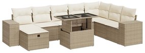 3327958 vidaXL Градински комплект диван с възглавници 9 части бежов полиратан