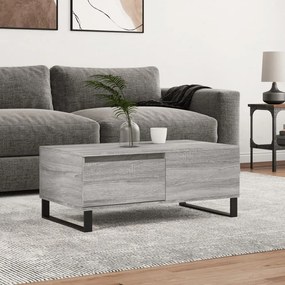 830818 vidaXL Кафе маса, сив сонома, 90x50x36,5 см, инженерно дърво