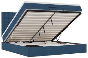 3314203 vidaXL Османска легло с матрак и LED, синьо, 200x200 см, плат