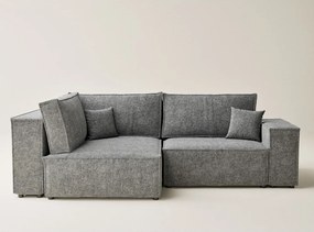 Сив шенилов сгъваем/с място за съхранение ъглов диван (ляв ъгъл/L форма) Tonga – Maison de Rêve