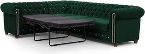 Зелен кадифен разтегателен ъглов диван (ляв ъгъл L форма) York Blik – Ropez