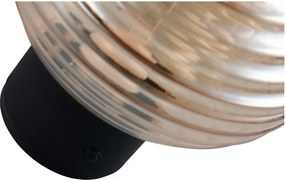 Стъклена LED стенна лампа с USB в кехлибарен цвят ø 15,5 cm Earl – Reality