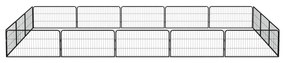 Заграждение за куче черно 16 панела 100x50 см прахово боядисано Evie