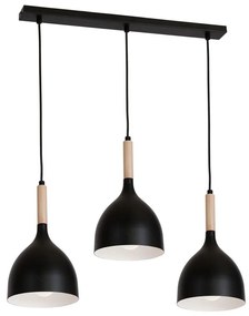 Пендел NOAK WOOD 3xE27/15W/230V черен/бук