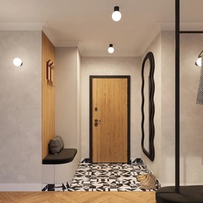 Черно осветително тяло за таван със стъклен абажур ø 12 cm Orbital – Sollux