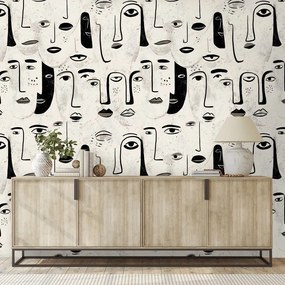 Тапет – Абстрактни черно-бели лица