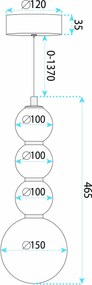 LED висящ полилей LHJ114-4CP четкано злато