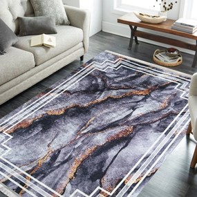 Тъмносив противоплъзгащ килим с шарка Ширина: 120 см | Дължина: 180 см