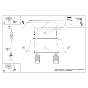 Прожектор в златист цвят 6,5x30 cm Gleam – Sollux