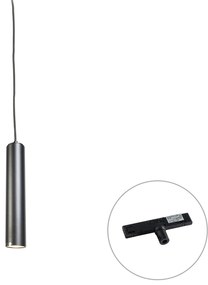 Дизайнерска висяща лампа черна вкл. адаптер за релса 1-фазен - Slimline Tuba Small