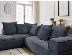 Тъмносин шенилов ъглов диван (ляв ъгъл/L форма) Whesley – Bobochic Paris