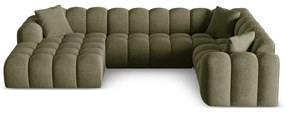 Зелен шенилов ъглов диван (десен ъгъл/U форма) Treno – Cosmopolitan Design