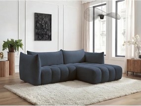 Тъмносин ъглов диван от прежда с примки от букле (десен ъгъл) Azra – Bobochic Paris