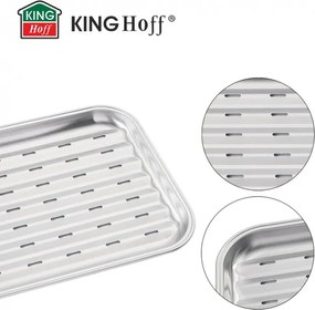 Грил тава за скара/барбекю Kinghoff KH 1916, 34.2х24.5 см, Неръждаема стомана, Перфорирана, Инокс