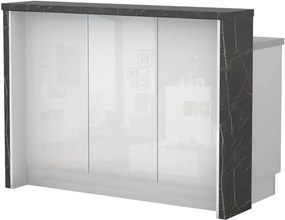 Островна кухненска пейка Raval-Length: 135 cm.-White glossy-Black Stone