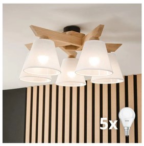 Brilagi - LED Полилей за повърхностен монтаж ANTHONY 5xE14/40W/230V дъб/бял