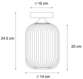Таванна лампа в стил Арт Деко черна с опушено стъкло - Banci