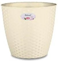 Stefanplast - Кръгла кашпа Natural Line 19 см - крема