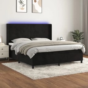 3139459 vidaXL Боксспринг легло с матрак и LED, черно, 180x200 см, кадифе