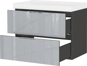 Сив гланцов стенен шкаф за мивка 81x65 cm Celano – Germania