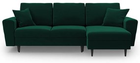 Зелен кадифен разтегателен ъглов диван с място за съхранение Kyoto – Cosmopolitan Design