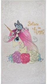 Детски килим подходящ за пране в цвят слонова кост 100x160 cm Cute Unicorn – Vitaus