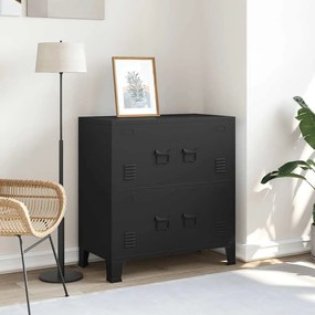 145358 vidaXL Индустриален скрин за съхранение, черен, 75x40x80 cм, стомана